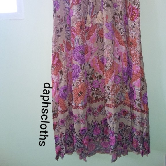 Very Rare Spell Free People Siren Song Boho Midi Pink Dress Flamingo S Unicorn - Picture 11 of 16